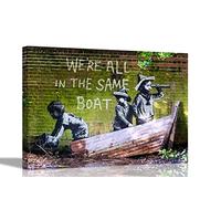 Lienzo decorativo con diseño de graffiti «We're All on the Same Boat Banksy» (30 x 20 cm), tamaño A4