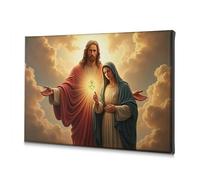 Lienzo decorativo con diseño de Jesús y María en la gloria celestial de Pascua, 40 x 60 cm