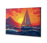 Lienzo decorativo con diseño de Pascua cristiana "Sailing Into The Sunset: A Serene Journey" (30 x 40 cm)