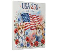 Lienzo decorativo con diseño de perro Corgi de 250 años, 16 x 20 x 1, divertido arte floral para sala de estar, póster decorativo patriótico vertical grande y pequeño, para dormitorio, mujeres y