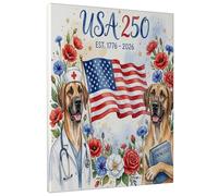 Lienzo decorativo con diseño de perro gran danés de 250 años, 12 x 16 x 1, divertido arte de pared floral para sala de estar, póster decorativo patriótico vertical grande y pequeño, para dormitorio