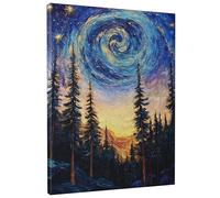 Lienzo decorativo con espiral de noche estrellada, pintura de remolino cósmico azul dorado, decoración de pared abstracta de naturaleza para sala de estar, dormitorio, oficina, lienzo envuelto de 12 x
