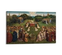 Lienzo decorativo con foto de Jan Van Eyck de La Adoración del Cordero Místico en el Retablo de Gante Viviente de Jan Van Eyck para decoración del hogar, dormitorio, decoración moderna, 20 x 30 cm