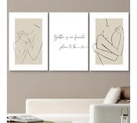 Lienzo decorativo con líneas minimalistas y cuerpo humano, impresiones en lienzo (30 x 40 cm, 3 unidades, sin marco)