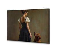 Lienzo decorativo con mangas abullonadas con diseño de mujer con vestido negro de The Chosen (20 x 30 cm)