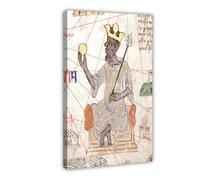 Lienzo decorativo con retrato de Mansa Musa y arte de pared, marco moderno para decoración de dormitorio familiar, 30 x 45 cm