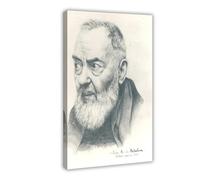 Lienzo decorativo con retrato de San Padre Pío y arte para pared, marco moderno para decoración de dormitorio familiar, 40 x 60 cm