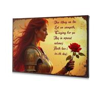 Lienzo decorativo con texto en inglés «The Chosen A Knight In Armor holds a Red Rose», 40 x 60 cm
