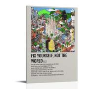 Lienzo decorativo con texto en inglés «The Wombats Fix Yourself, Not The World», para decoración de pared, para el hogar, sala de estar, dormitorio, decoración, marco de 60 x 90 cm