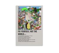 Lienzo decorativo con texto en inglés "The Wombats Fix Yourself, Not The World", para la oficina, el hogar, la sala de estar, el dormitorio, decoración sin marco, 20 x 30 cm