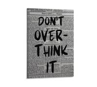 Lienzo decorativo con tipografía para pared, diseño de periódico retro con texto en inglés "Don't Overthink It", para sala de estar, dormitorio, baño, oficina, decoración del hogar, 40 x 60 cm