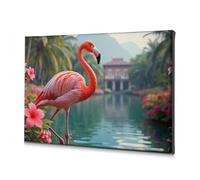 Lienzo decorativo cristiano de Pascua con diseño de flamenco en paraíso tropical, 40 x 60 cm