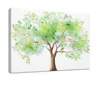 Lienzo decorativo de 120 x 80 cm, diseño de dibujos animados con árboles blancos, pájaro, decoración de pared para salón, dormitorio, oficina