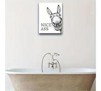 Lienzo decorativo de burro en blanco y negro, diseño abstracto de animal para baño, dormitorio, sin marco (50x75cm)