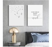 Lienzo decorativo de diente de león para pared, diseño minimalista de diente de león, ideal para pedir deseos, para sala de estar, dormitorio y guardería (40 x 50 cm, 2 unidades sin marco)
