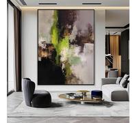 Lienzo decorativo de pared en tonos marrón oscuro y verde oliva, arte abstracto moderno con tonos tierra, minimalista neutro para sala de estar (30x45cm