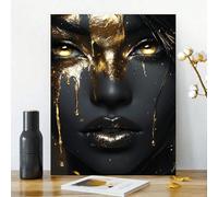 Lienzo decorativo de pared negro dorado, obra de arte minimalista con forma de gota, elegante decoración para el hogar, dormitorio, sala de estar, imágenes para paredes, 50 x 70 cm, sin marco