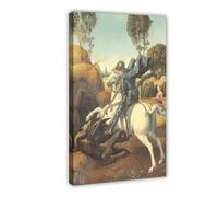 Lienzo decorativo de San Jorge y el dragón - Rafael y arte de pared, marco moderno para decoración de dormitorio familiar, 40 x 60 cm
