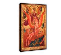 Lienzo decorativo de San Miguel Jinete matando al dragón y arte de pared, marco moderno para decoración de dormitorio familiar, 40 x 60 cm