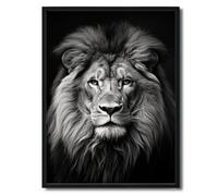 Lienzo decorativo en blanco y negro con diseño de animales, pintura de pared con león fuerte y salvaje, cuadro abstracto enmarcado para adolescentes, niñas, mujeres, decoración de sala de estar, 12 x