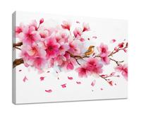 Lienzo decorativo enmarcado de naturaleza, pinturas decorativas sobre lienzo, póster blanco floral de cerezo en flor, obras de arte para sala de estar, dormitorio, cocina, baño, oficina en casa, 90 x