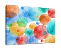 Lienzo decorativo enmarcado para pared, abstracto, pinturas decorativas sobre lienzo, póster azul moderno con lunares circulares, cuadros para sala de estar, dormitorio, cocina, baño, oficina en casa