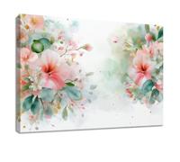 Lienzo decorativo enmarcado para pared, acuarela, pinturas decorativas sobre lienzo, póster de hojas de plantas florales blancas, obras de arte para sala de estar, dormitorio, cocina, baño, oficina en