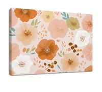 Lienzo decorativo enmarcado para pared, bohemio, decorativo, póster sobre lienzo, estambres florales marrones, follaje, imágenes para sala de estar, dormitorio, cocina, baño, oficina en casa, 100 x 70