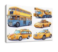 Lienzo decorativo enmarcado para pared, cuadros decorativos sobre lienzo, grúa amarilla, coche, autobús, grúa, imágenes para sala de estar, dormitorio, cocina, baño, oficina en casa, 140 x 70 cm
