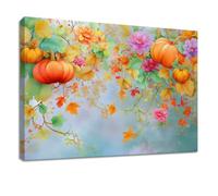 Lienzo decorativo enmarcado rústico sobre lienzo, hojas verdes salvia, calabaza, floral, cuadros para salón, dormitorio, cocina, baño, oficina en casa, 120 x 80 cm