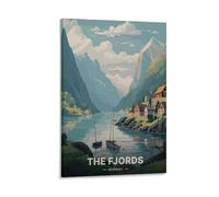 Lienzo decorativo escandinavo de los fiordos de Noruega, impresiones en lienzo, para sala de estar, dormitorio, baño, oficina, decoración del hogar, 30 x 45 cm