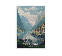 Lienzo decorativo escandinavo de los fiordos de Noruega, impresiones en lienzo, para sala de estar, dormitorio, baño, oficina, decoración del hogar, 30 x 45 cm