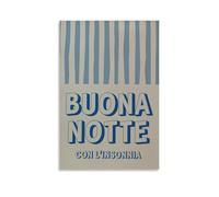 Lienzo decorativo italiano Buona Notte Humor y tipografía, impresiones en lienzo, para sala de estar, dormitorio, baño, oficina, decoración del hogar, 30 x 45 cm
