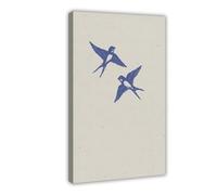 Lienzo decorativo minimalista con diseño de golondrina azul y pájaro volador para decoración de dormitorio, oficina, habitación, regalo, 12 x 18 pulgadas (30 x 45 cm)