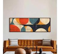 Lienzo decorativo moderno de mediados de siglo, impresión Bauhaus de gran tamaño, arte de pared rústico panorámico amplio para sala de estar (40 x 120 cm/sin marco)