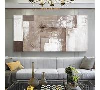 Lienzo decorativo moderno para pared, impresión en tonos neutros, pintura abstracta, cuadro para sala de estar, decoración moderna para el hogar (55 x 110 cm/marco interno)
