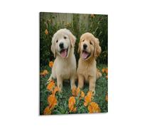 Lienzo decorativo moderno y rústico para pared, diseño de animales sentados con flores naturales sobre lienzo, póster decorativo para el hogar, sala de estar, dormitorio, marco de decoración de pared