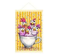 Lienzo decorativo para colgar en la pared, diseño de gallinas, confeti de dibujos animados, no amarillo, pintura de pared, apartamento, sala de estar, dormitorio, decoración de 40,6 x 60,9 cm
