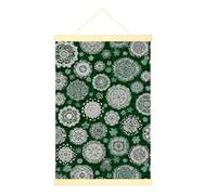 Lienzo decorativo para colgar en la pared, diseño de mandala, círculo floral bohemio, sin color verde, impresiones artísticas para la cocina, baño, cubículo, 40,6 x 60,9 cm