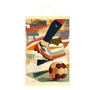 Lienzo decorativo para colgar en la pared, diseño deportivo retro con pie de bola de otoño, color marrón, imágenes de pared, dormitorio, oficina, aula, decoración de 20 x 28 pulgadas