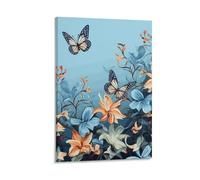 Lienzo decorativo para colgar en la pared, marco de fotos de mariposa azul, decoración de pared, póster artístico para sala de estar, dormitorio, baño, decoración del hogar, 16 x 24 pulgadas (40 x 60