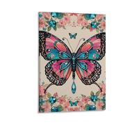 Lienzo decorativo para colgar en la pared, marco de fotos de mariposa con diamantes de imitación, póster artístico para sala de estar, dormitorio, baño, decoración del hogar, 20 x 30 pulgadas (50 x 75