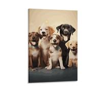 Lienzo decorativo para colgar en la pared, marco de fotos de perros, fiesta feliz, póster artístico para sala de estar, dormitorio, baño, decoración del hogar, 24 x 36 pulgadas (60 x 90 cm)