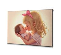 Lienzo decorativo para decoración de baño, diseño de amor maternal: un beso conmovedor (30 x 40 cm)