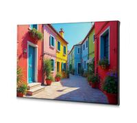 Lienzo decorativo para decoración de sala de estar, calles coloridas de Burano: un paraíso veneciano, decoración de primavera, decoración de pared de Pascua (40 x 60 cm)