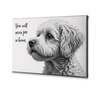 Lienzo decorativo para decoración de sala de estar con texto en inglés "Never Pee In Home: A Dog's Promise" (30 x 40 cm)