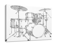 Lienzo decorativo para pared, 100 x 70 cm, diseño moderno de instrumentos musicales, color blanco, para salón, dormitorio y comedor