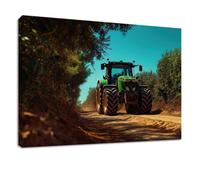 Lienzo decorativo para pared, 120 x 60 cm, pintura de pared azul tractor árbol, cuadro decorativo para sala de estar, dormitorio, lienzo enmarcado, obras de arte en casa y oficina