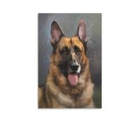 Lienzo decorativo para pared, 20 x 30 pulgadas, un perro pastor alemán con un abrigo marrón y negro, orejas levantadas, lengua afuera, mirando hacia adelante, pinturas decorativas para el hogar