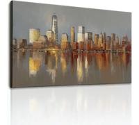 Lienzo decorativo para pared, 88,9 x 61 cm, sin marco, paisaje urbano de Nueva York, impresión en lienzo moderno, pintura abstracta para sala de estar, dormitorio, baño, pasillo, decoración del hogar